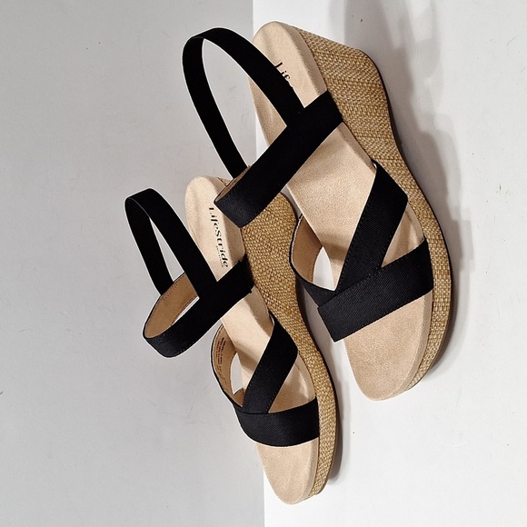 Life Stride (NEW)  Danita Soft System Black Platform Wedge Comfort Sandal Sz.9.5 - Picture 5 of 11